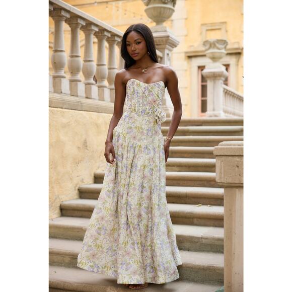 V. Chapman Rosamund Organza  Sweetheart Corset Drop-Waist Maxi Gown Sz 12 - Picture 1 of 15